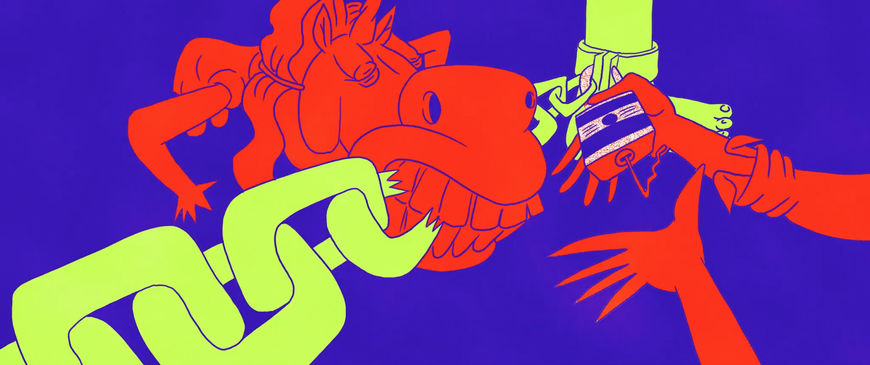 IMAGE: Still from sequence - horse chomping chain