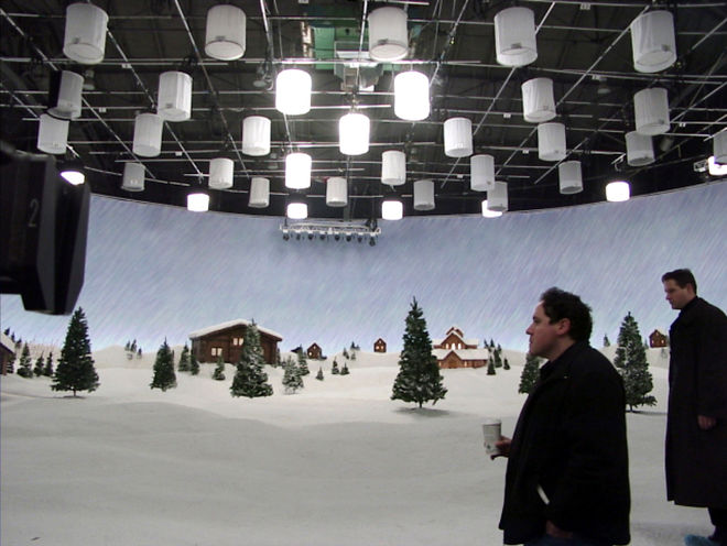 IMAGE: Jon Favreau on North Pole set in Vancouver