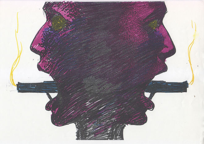 IMAGE: Sketch - twoface with colour