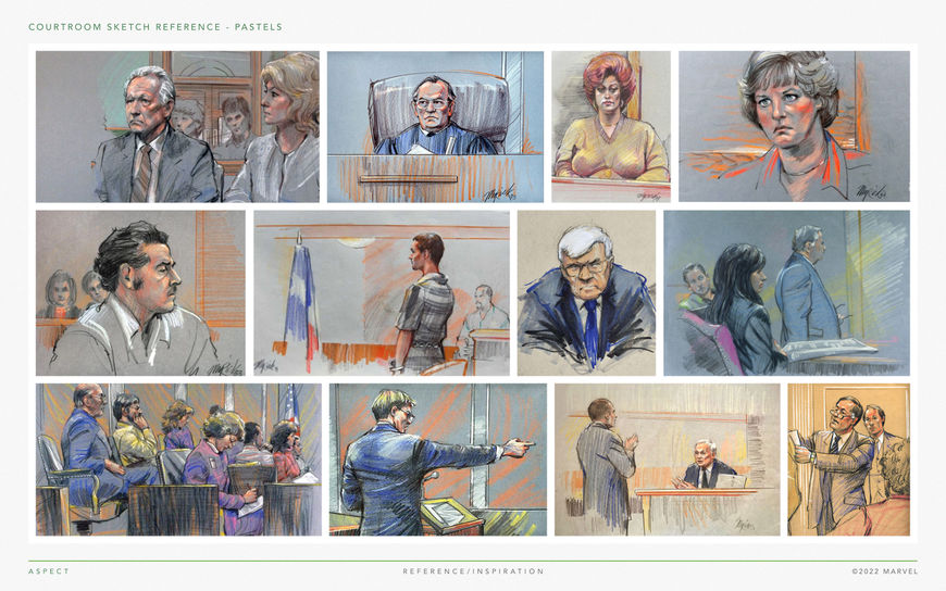 IMAGE: Courtroom sketch style examples