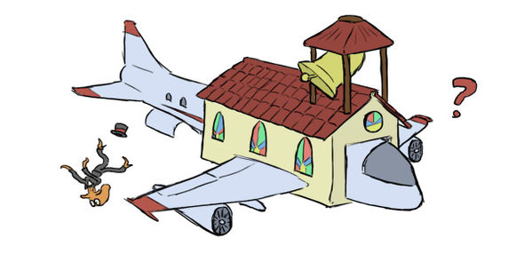 IMAGE: Octodad sketch of the church plane