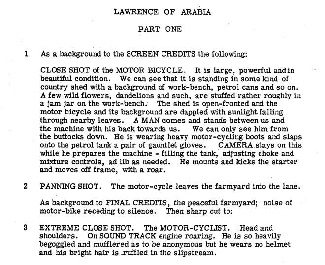 IMAGE: Lawrence of Arabia (1962) Robert Bolt Script Excerpt